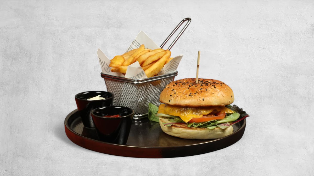 Tom and Jerry Burger with Fries