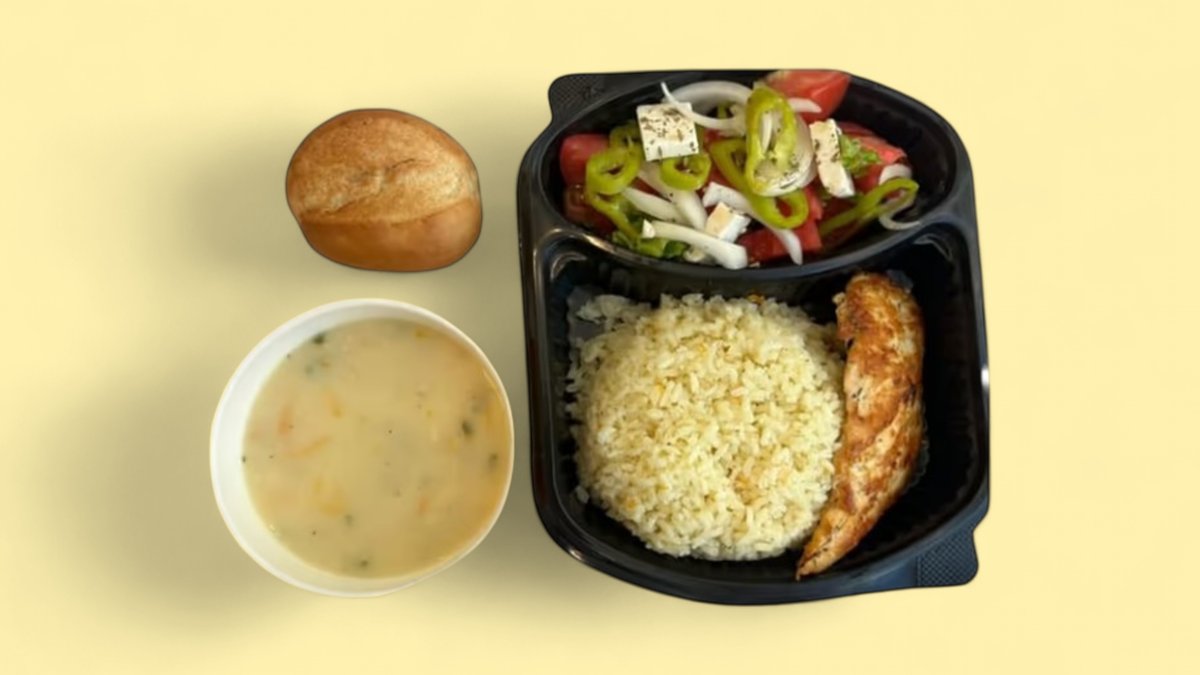 Pilaf, Fillet, Greek Salad and Soup