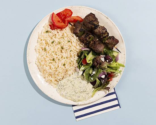 Beef Souvlaki Rice Platter