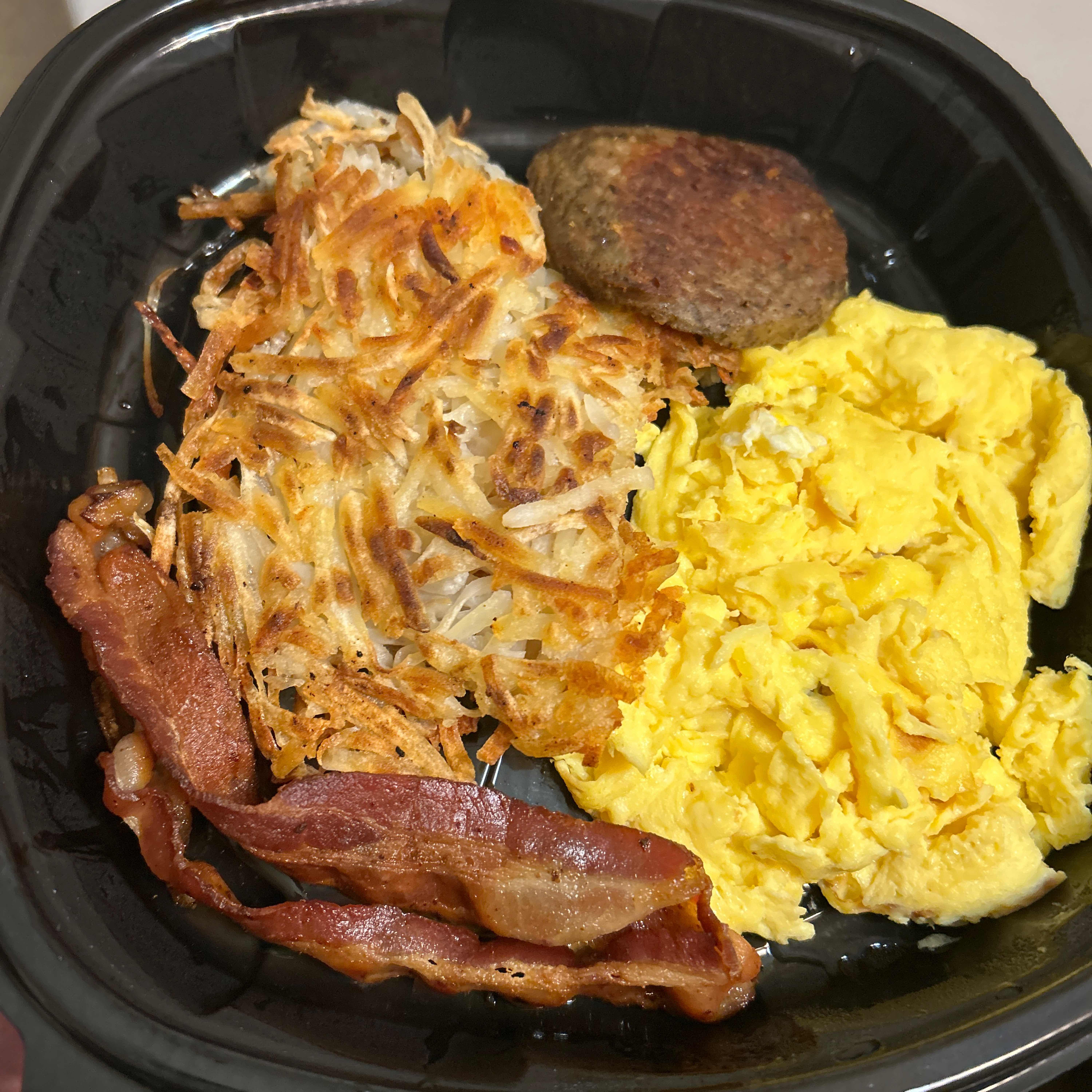 Bacon and Eggs with Sausage Patties