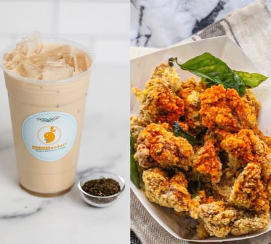 House Green Milk Tea + Popcorn Chicken(M) 奶绿茶+鹽酥雞（中份）