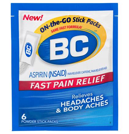 BC Aspirin Fast Pain Relief Headache and Body Aches Powder 6ct
