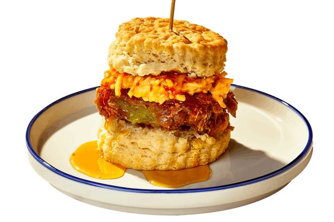 Fried Green Pimento Cheese Sandwich (Signature Chicken Biscuits)