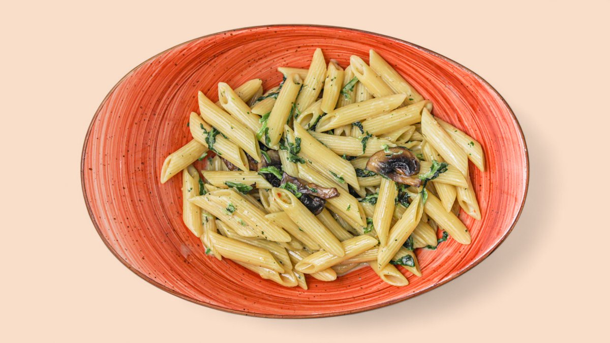 Rigatoni mit Champignon und Spinat