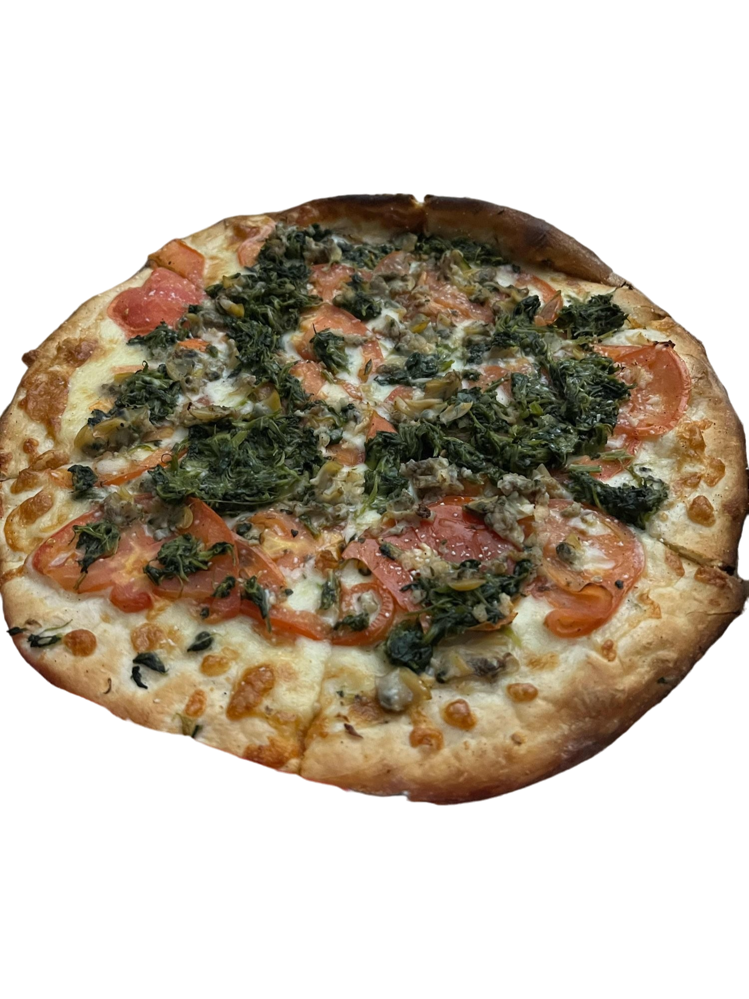 #32. Clams, Fresh Tomatoes, Spinach (White) (Small)