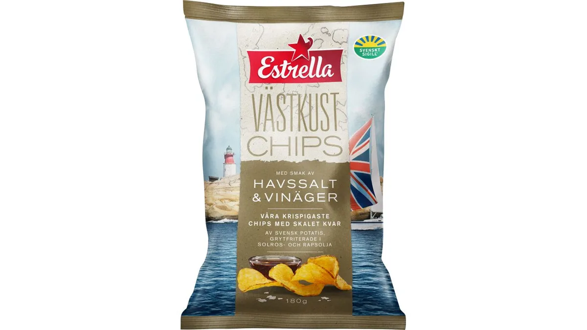 Västkustchips, Havssalt and Vinäger 180 g