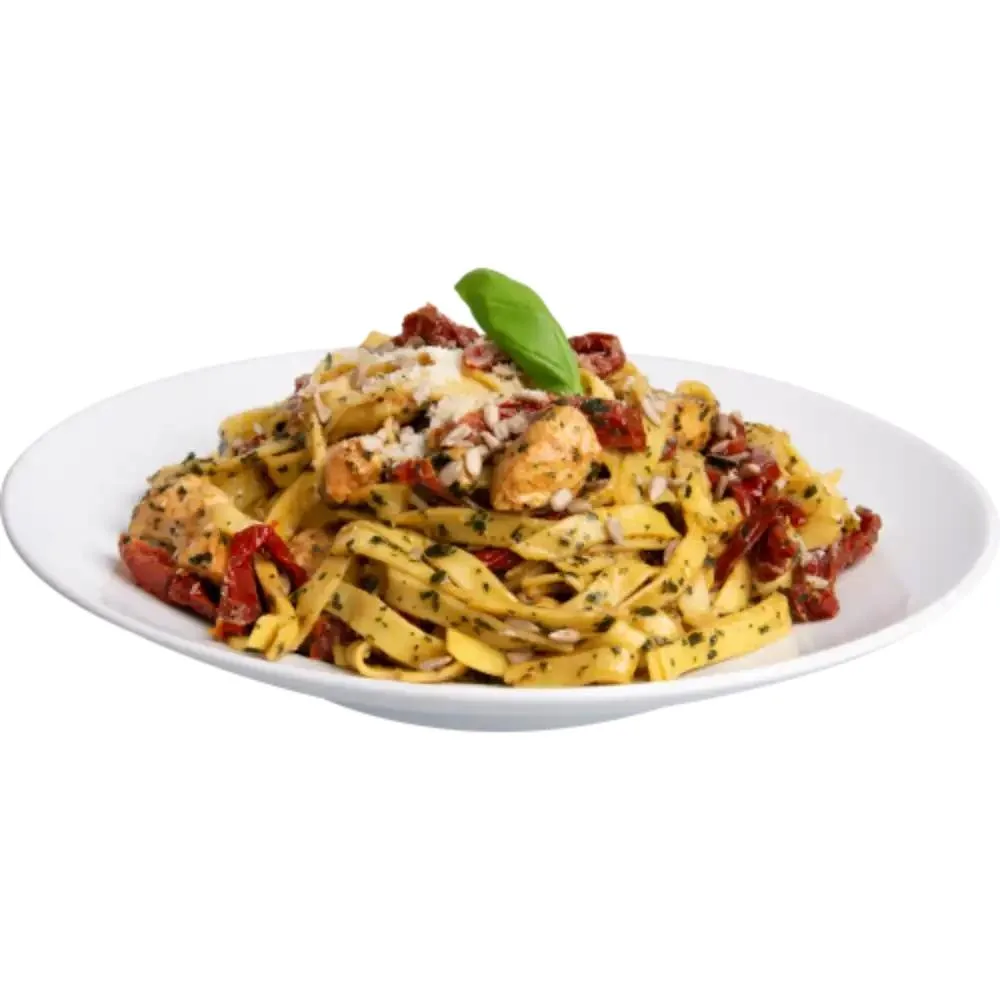 Tagliatelle z suszonymi pomidorami i pesto