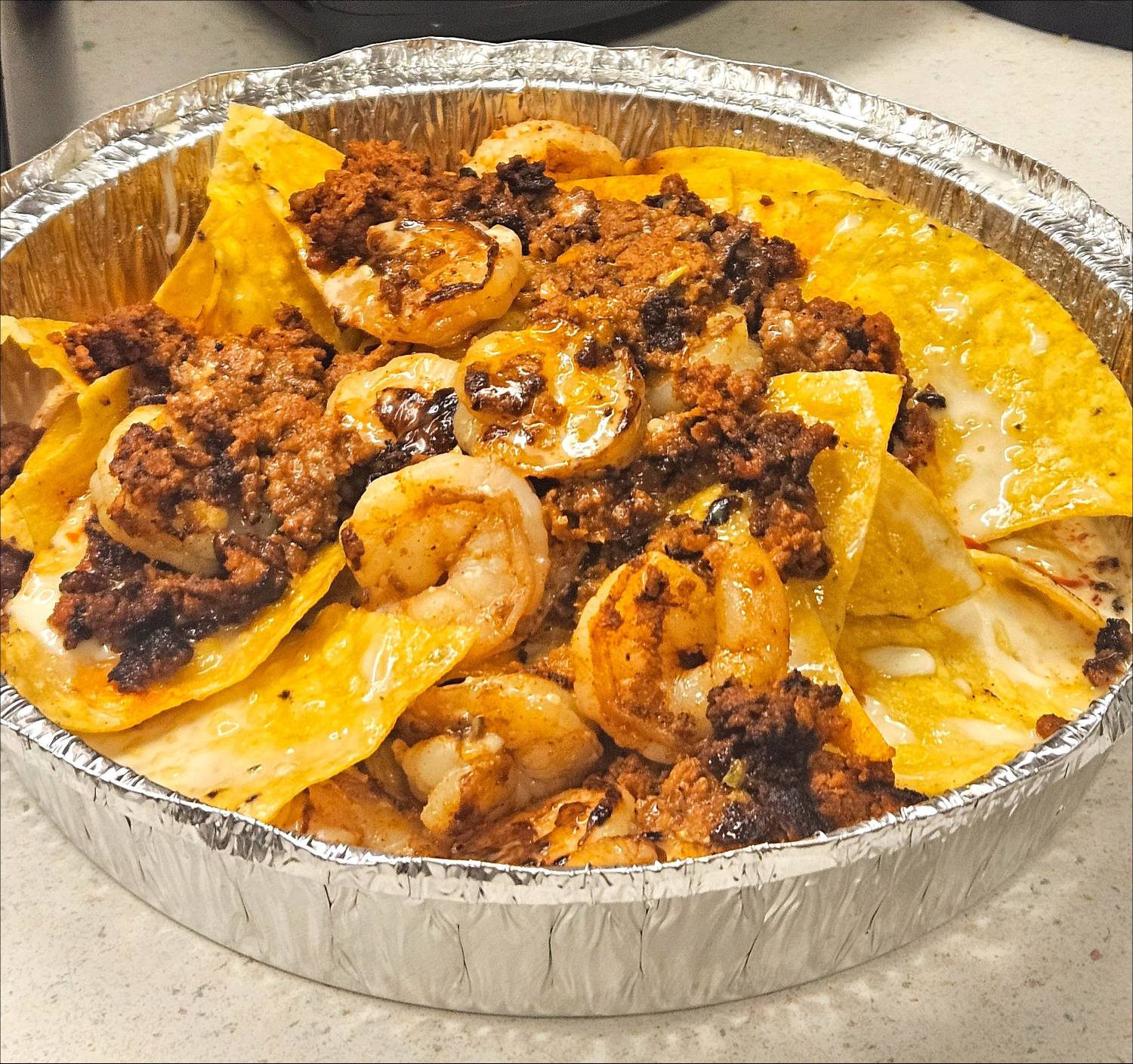 Shrimp and Chorizo Nachos