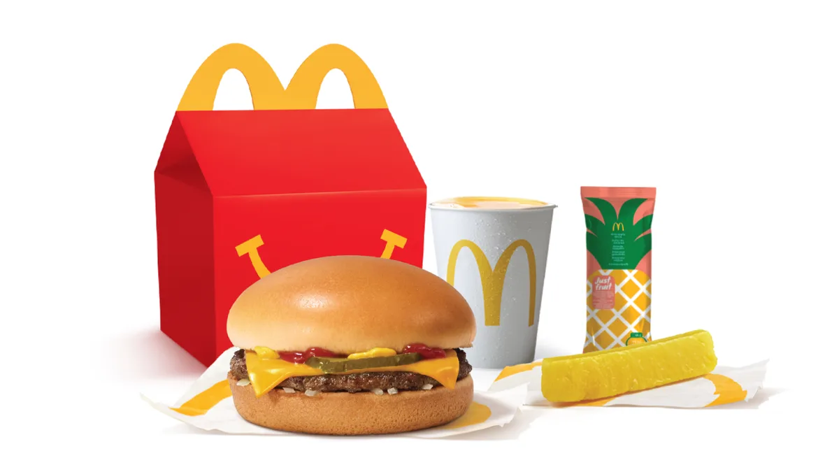Happy Meal Cheeseburger With Pineapple Stick