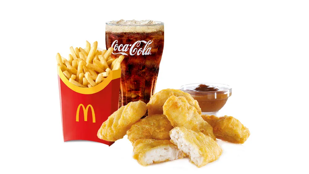 Chicken McNuggets, 6 pcs. large meal + 1 sauce