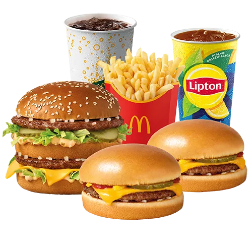 McZestaw Big Mac + 2x Cheeseburger+ średnia Lipton Ice Tea