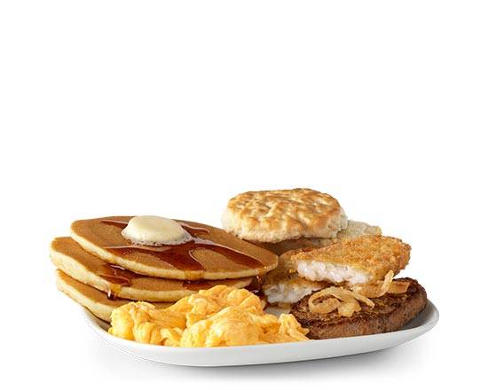 Big Breakfast with Steak and Hotcakes