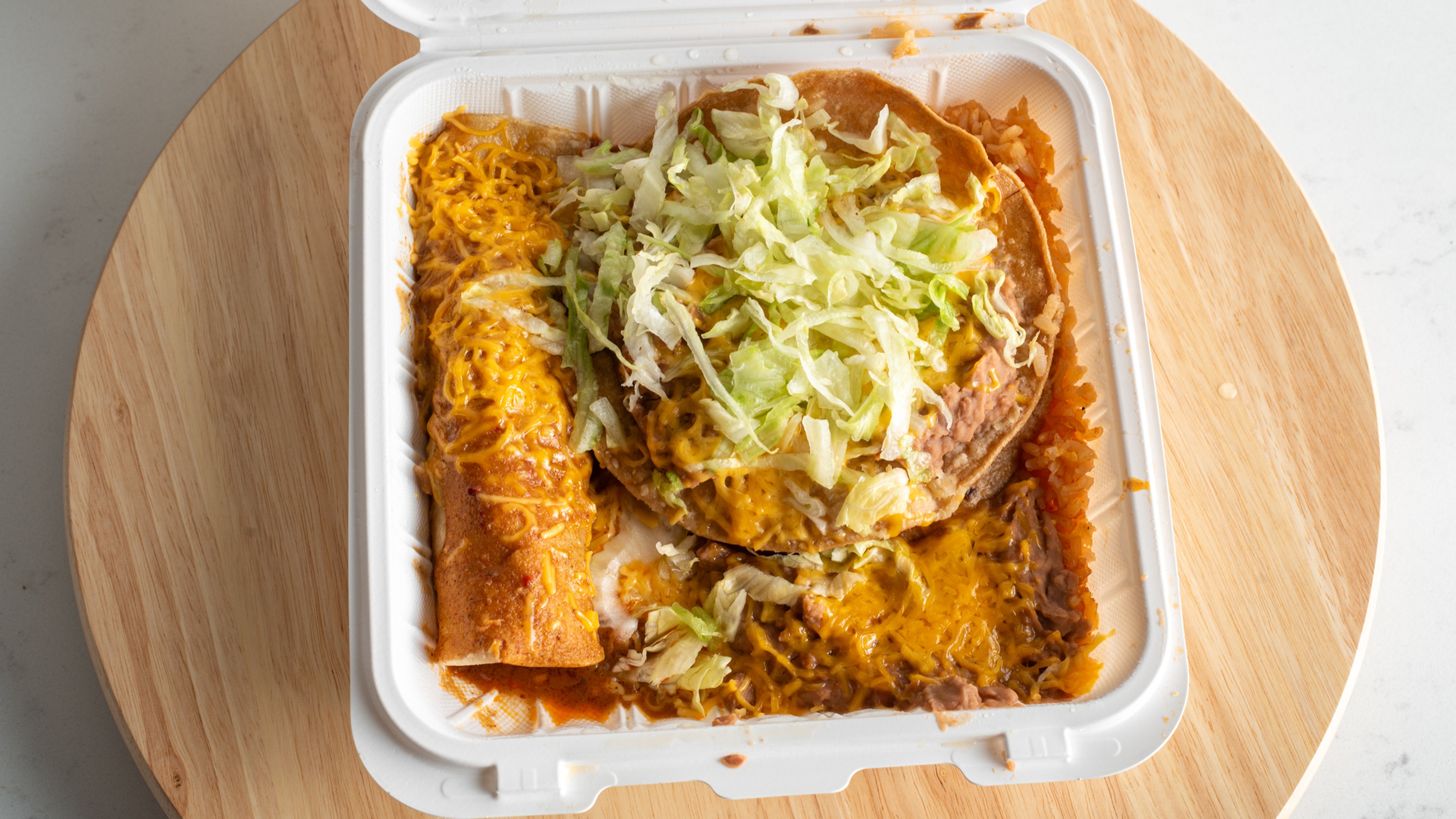 2. Bean Tostada and Enchilada