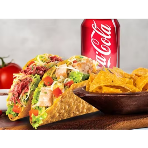 Dois Tacos + Nachos +Refri Lata