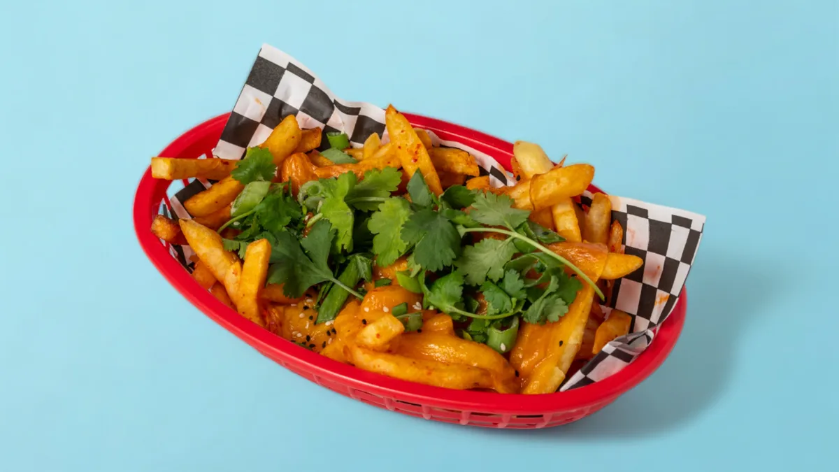 Kimchi Cheddar Fries