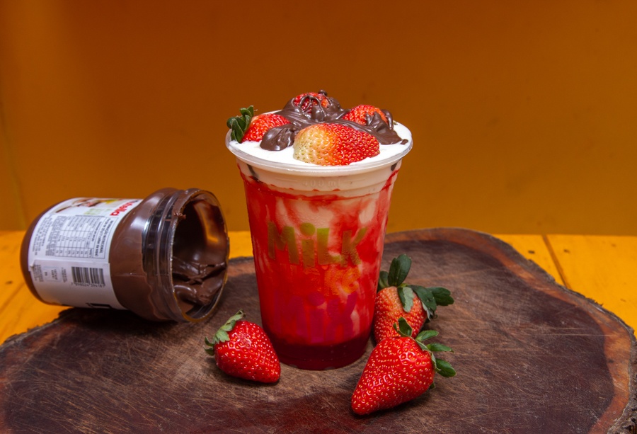 Milk Shake De Morango Com Nutella