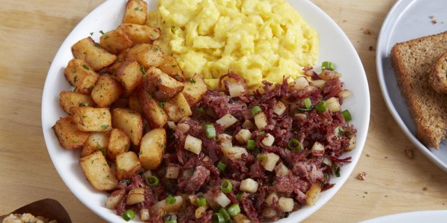 Corned Beef Brisket Hash and Eggs