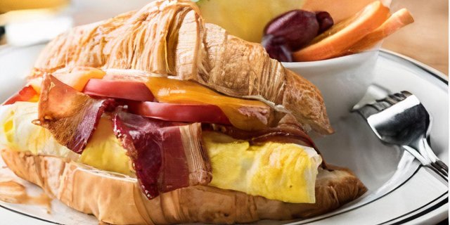 Eggs and Bacon Croissant Sandwich