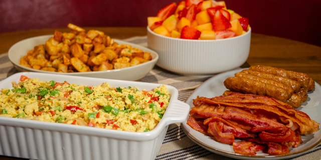 Hot Brunch Buffet w/ Pepper and Onion Scrambled Eggs