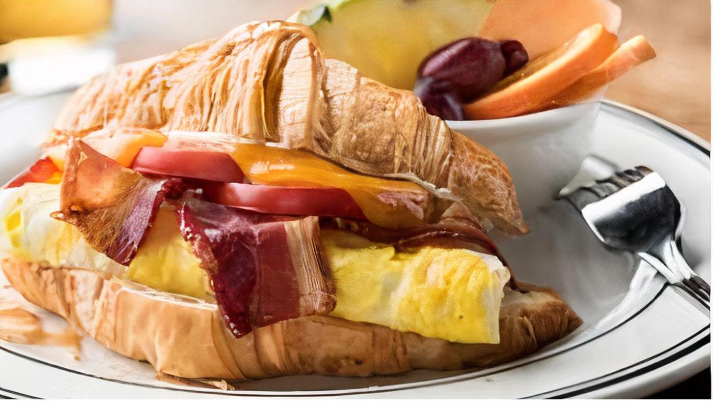 Eggs and Bacon Croissant Sandwich