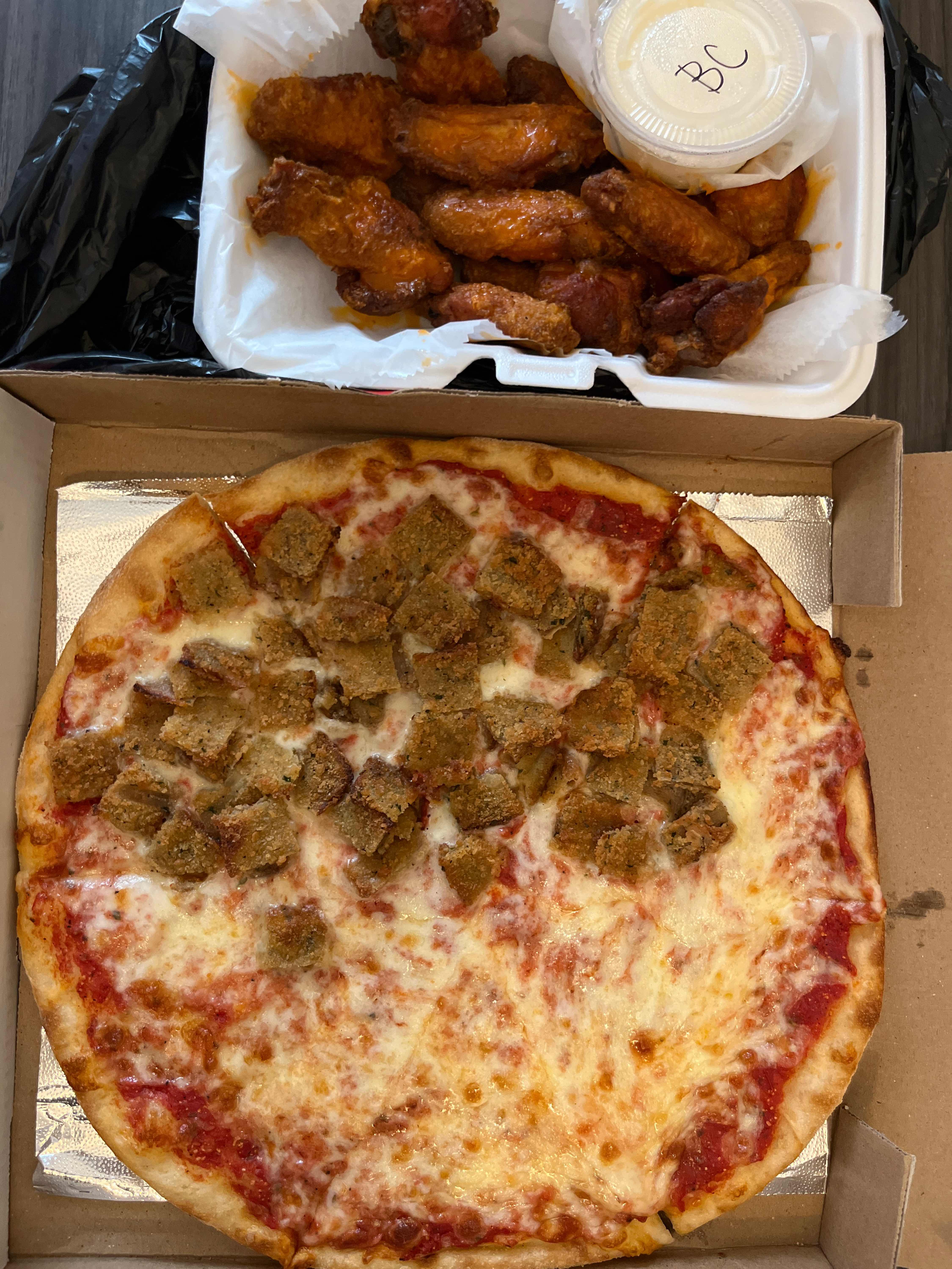 Personal Pizza and 12 Wings