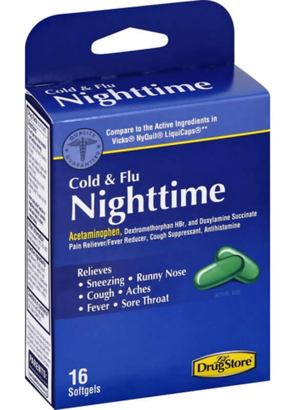 Lil Drug Store Nighttime Softgels Cold and Flu 16-Count