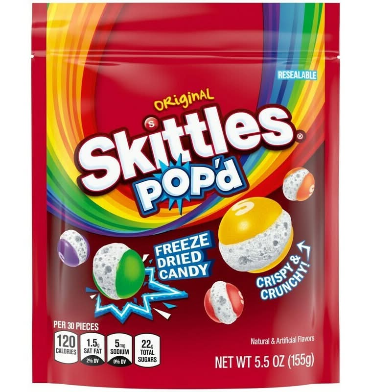 Skittles Pop'd Originals Freeze Dried Candy 5.5oz