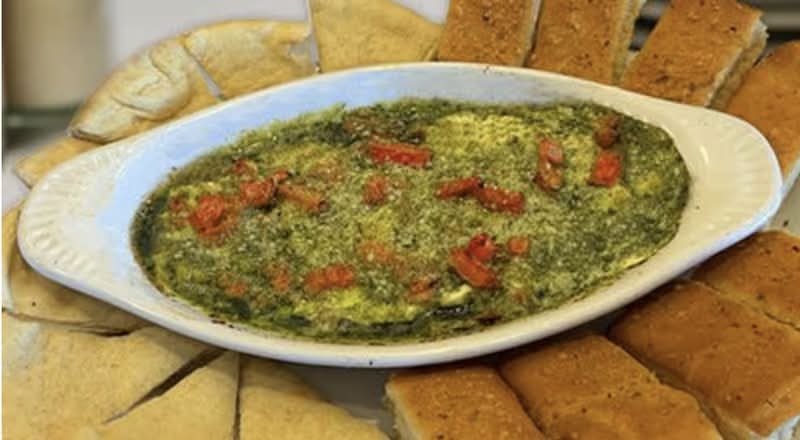 Baked Cream Cheese and Pesto Dip