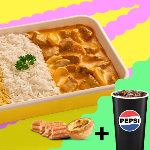 Estrogonofe Frango + Bebida e Sobremesa