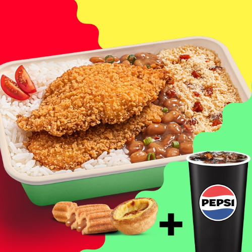 Frango Empanado + Bebida e Sobremesa