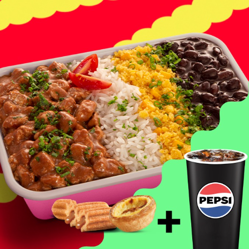 Picadinho de Carne + Bebida e Sobremesa