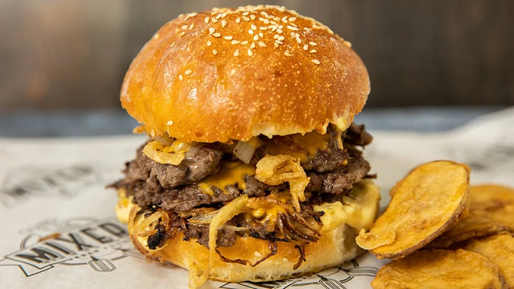 Oklahoma onion smash burger triple