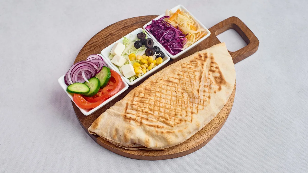 Kebab with greek salad