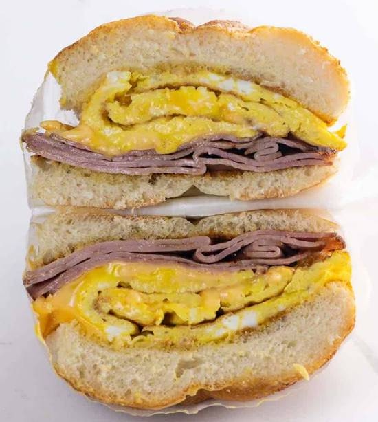 Ham, Egg , Cheese, Salt, Pepper, Mayo On A Kaiser Roll