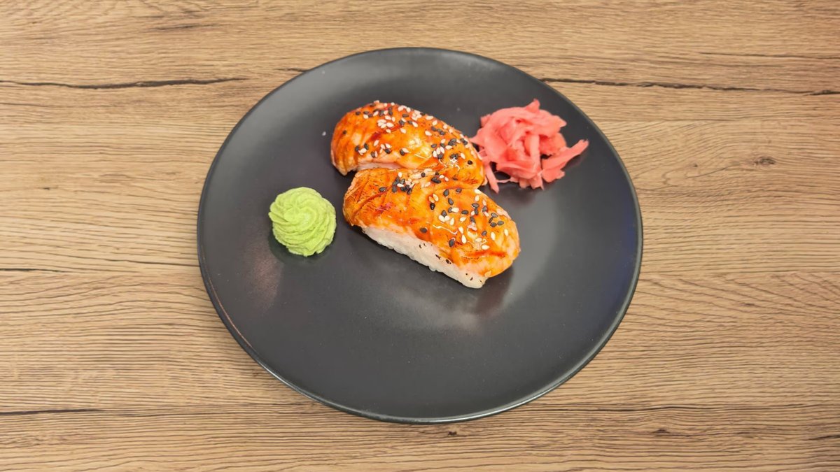Grillezett teriyaki lazac nigiri