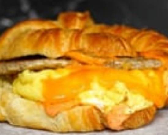 Croissant, Sausage, Egg, and Cheddar