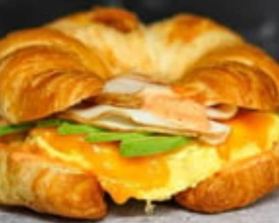 Croissant, Smoked Turkey, Avocado, Egg, and Cheddar