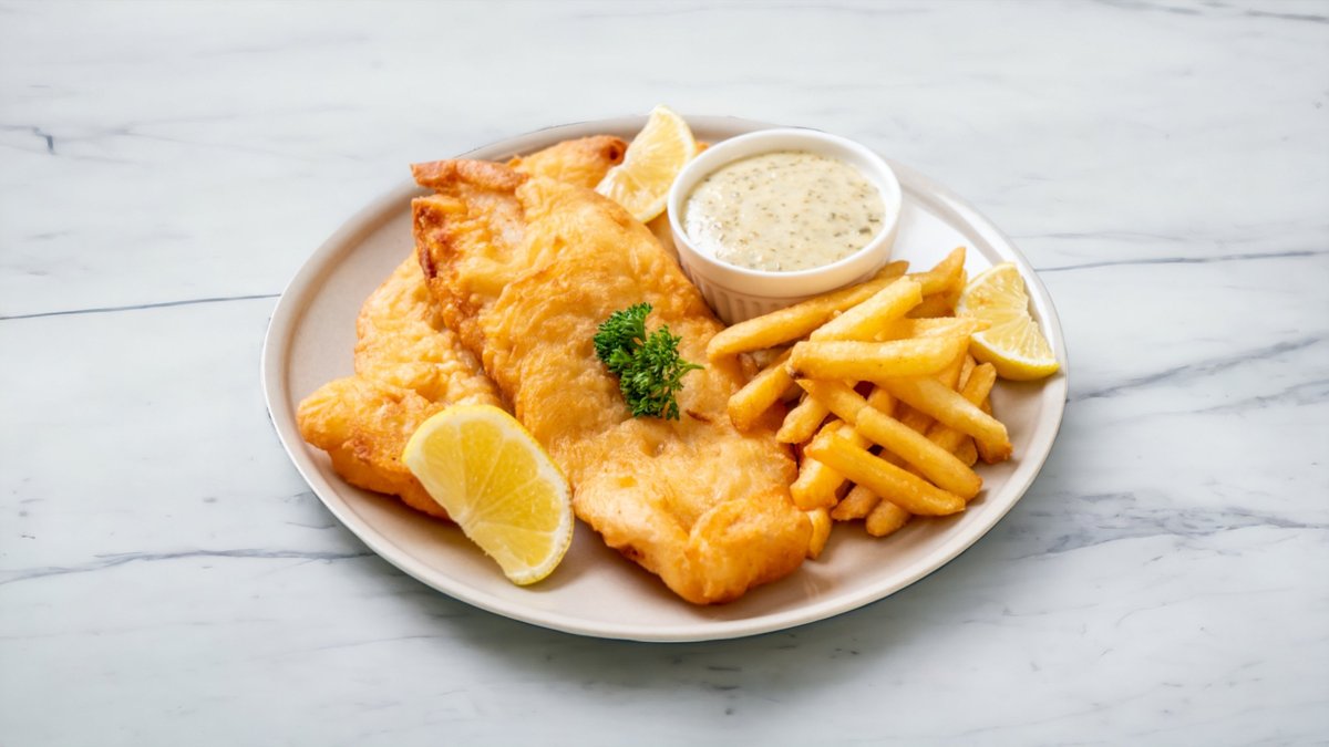 Fish and Chips, hasábbal, remoulade