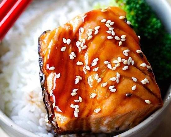 Salmon Teriyaki with White Rice
