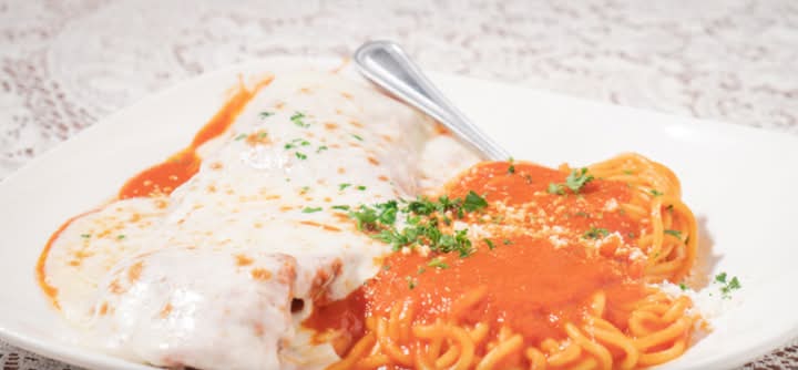 Veal Parmigiana with Spaghetti
