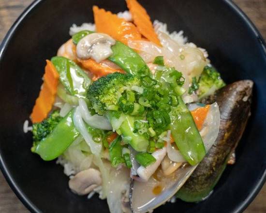Seafood Over Rice Platter