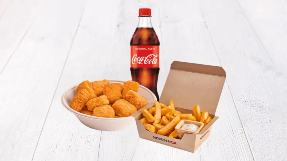 Fish nugget bucket menu incl. fries and 0.5 litre PET drink