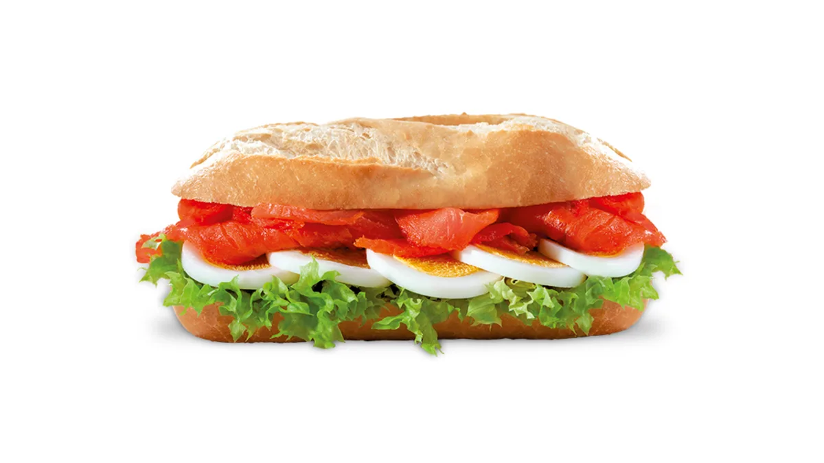 Pollock and egg baguette