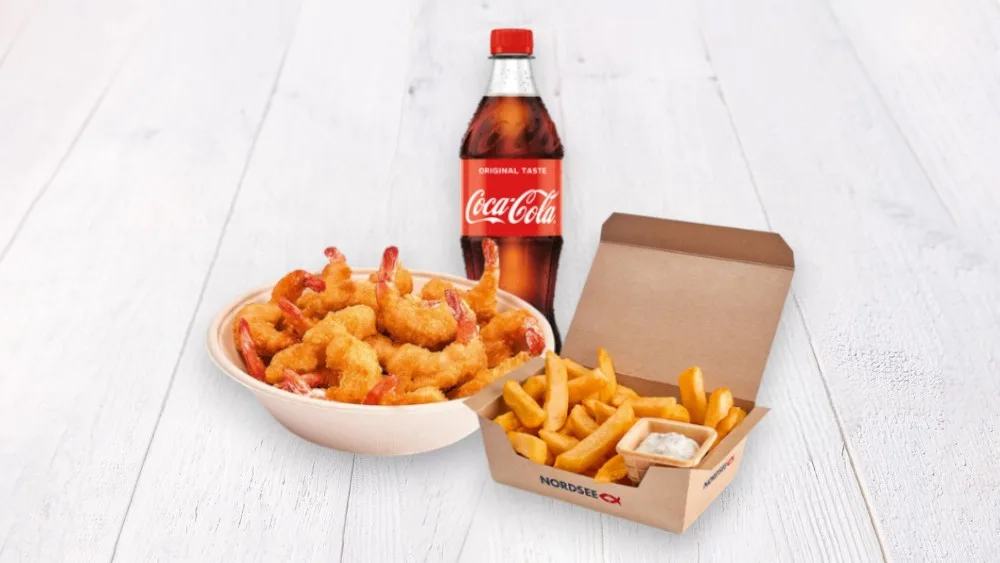 Prawn bucket menu incl. fries and 0.5l PET drink
