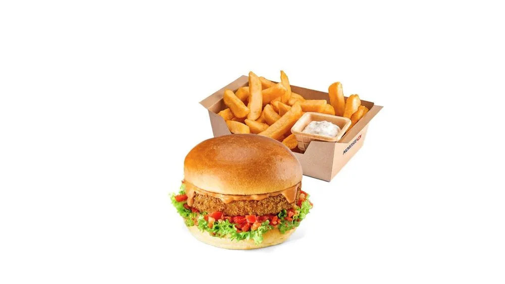 Lachs Burger Deluxe mit Beilage
