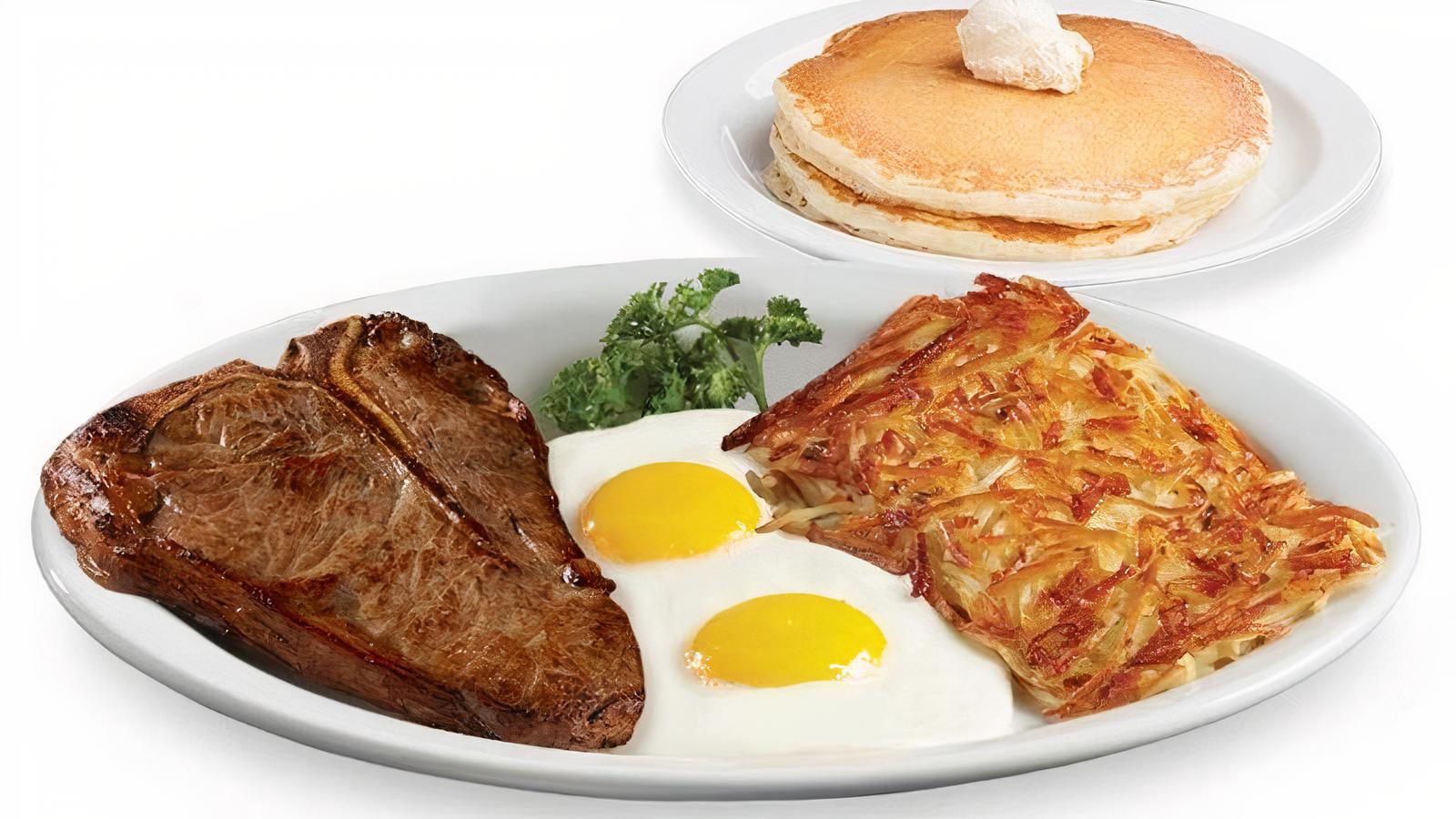 3/4 LB. T-BONE STEAK and EGGS