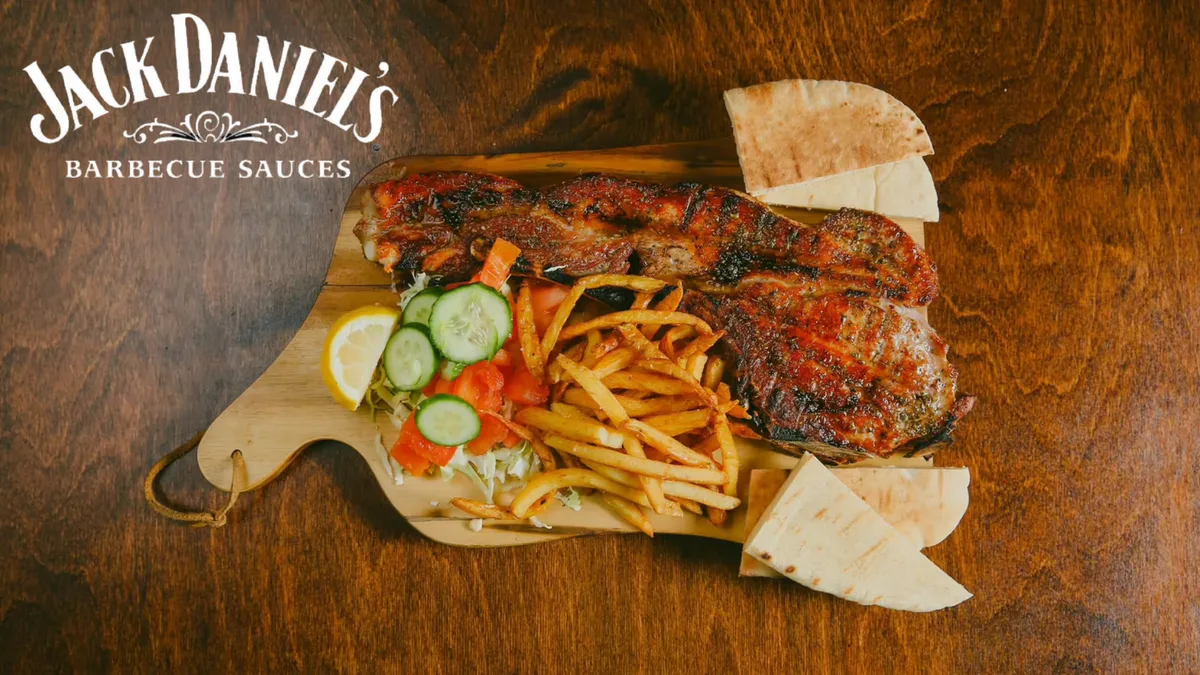 Juicy Giant Pork Chop with Jack Daniel`s Glaze
