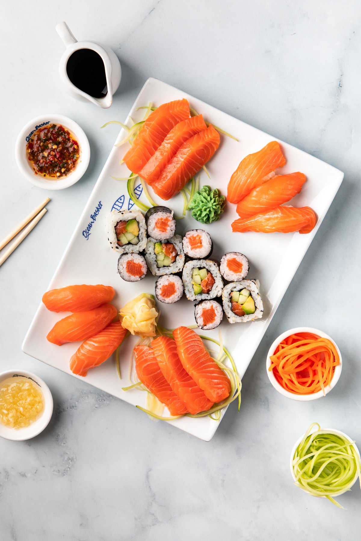 Salmon sushi platter