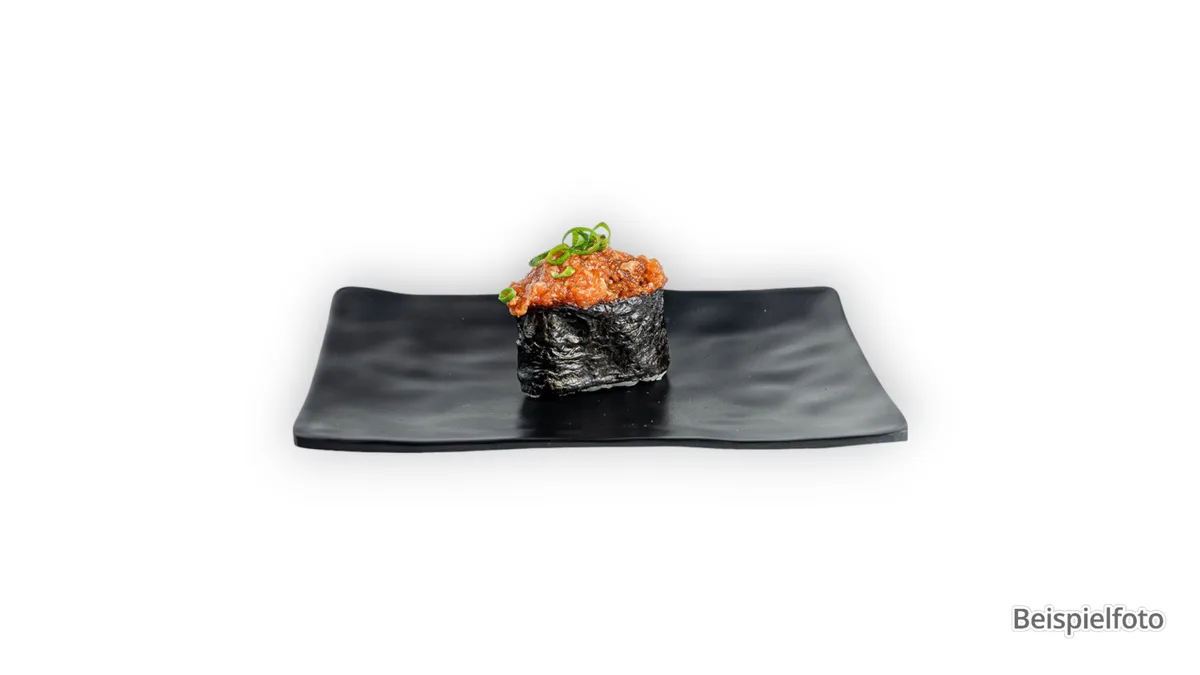 N12. Flambéed Spicy Salmon Tartare Nigiri
