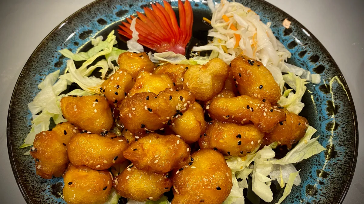 H14 Sesame chicken with noodles
